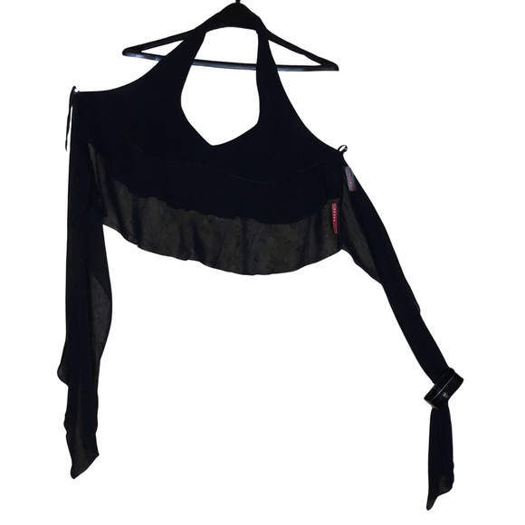 PRADA Black Halter Crop Top | Open Back Tie | Made in Italy | Vintage Minimalist - Picture 6 of 6